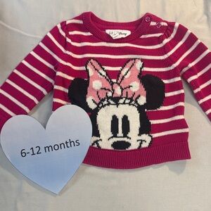 Disney - Baby Pink and Cream Knit Minnie Mouse Sweater